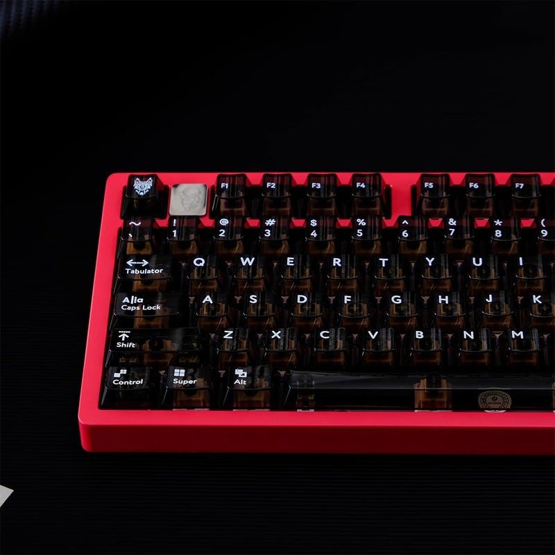 Sumgsn 114 Keys Black Transparent Keycaps PC Cherry Profile UV Print Keycap Set Fit for 60% 65% 75% Mechanical Keyboard Cherry Mx Switches - Image 4